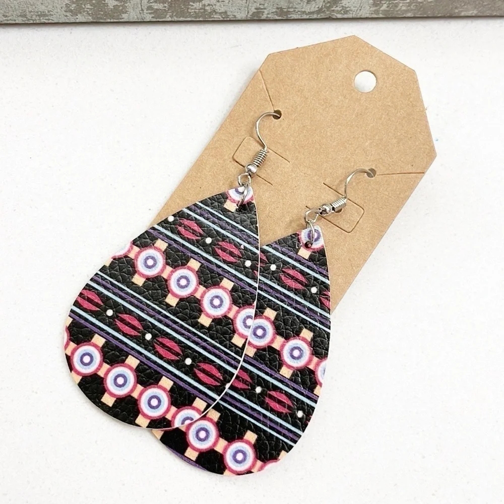 Geometric print teardrop hand made earrings